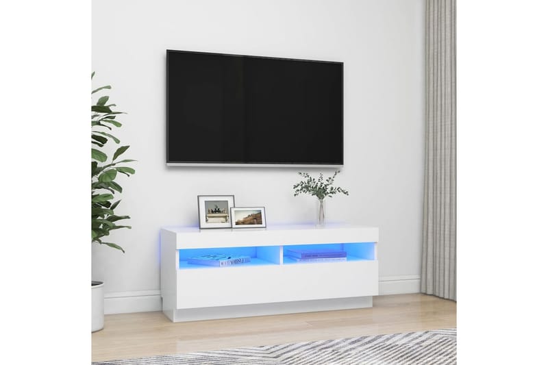 TV-bänk med LED-belysning vit 100x35x40 cm - Vit - Tv-bänkar