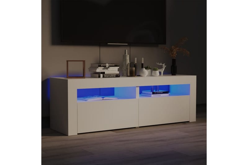 TV-bänk med LED-belysning vit 120x35x40 cm - Vit - Tv-bänkar