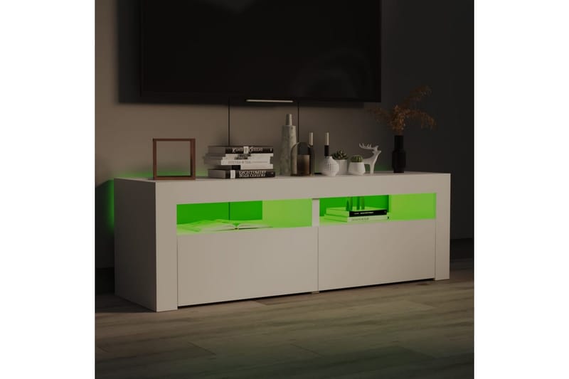 TV-bänk med LED-belysning vit 120x35x40 cm - Vit - Tv-bänkar
