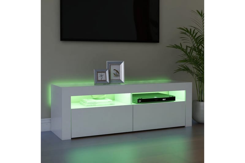 TV-bänk med LED-belysning vit 120x35x40 cm - Vit - Möbler - Vardagsrum - Tv-möbler & mediamöbler - Tv-bänkar