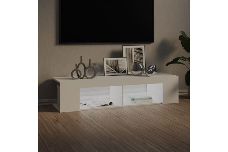 TV-bänk med LED-belysning vit 135x39x30 cm - Vit - Möbler - Vardagsrum - Tv-möbler & mediamöbler - Tv-bänkar