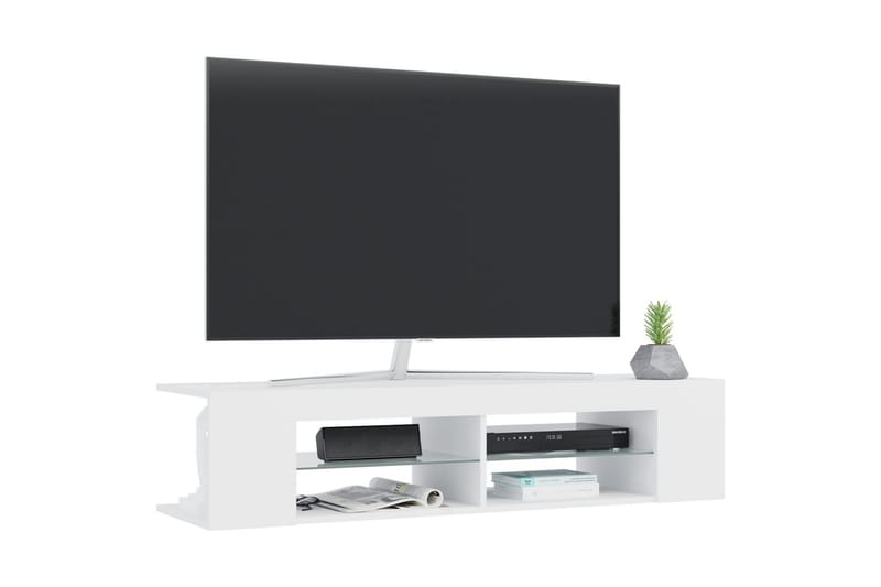 TV-bänk med LED-belysning vit 135x39x30 cm - Vit - Tv-bänkar