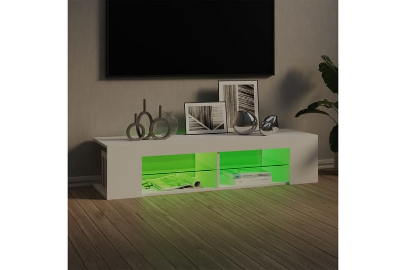 TV-bänk med LED-belysning vit 135x39x30 cm - Vit - Tv-bänkar