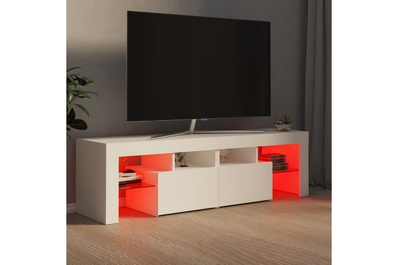 TV-bänk med LED-belysning vit 140x35x40 cm - Vit - Möbler - Vardagsrum - Tv-möbler & mediamöbler - Tv-bänkar
