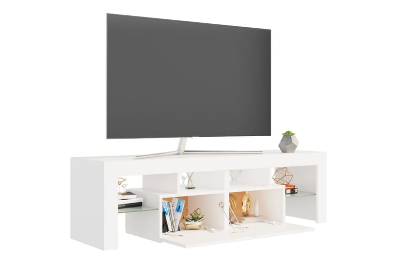 TV-bänk med LED-belysning vit 140x35x40 cm - Vit - Tv-bänkar