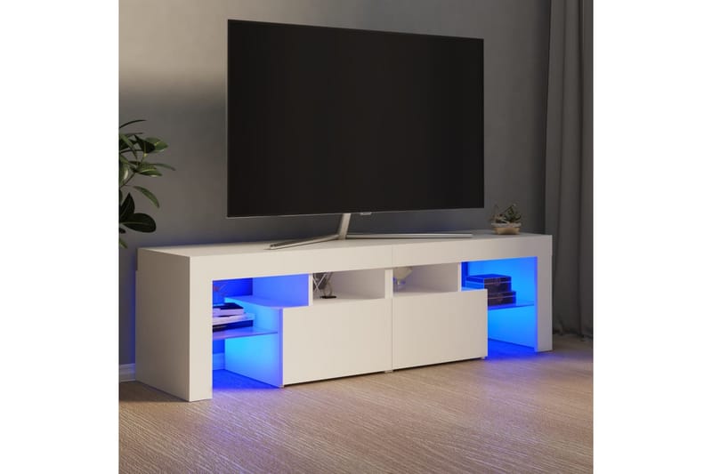 TV-bänk med LED-belysning vit 140x35x40 cm - Vit - Möbler - Vardagsrum - Tv-möbler & mediamöbler - Tv-bänkar