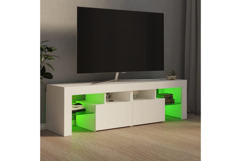 TV-bänk med LED-belysning vit 140x35x40 cm - Vit - Tv-bänkar