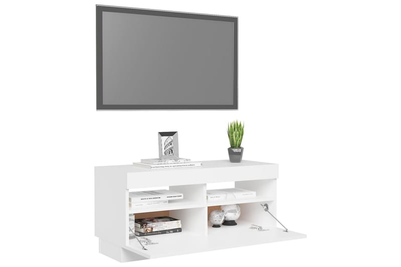 TV-bänk med LED-belysning vit 80x35x40 cm - Vit - Tv-bänkar