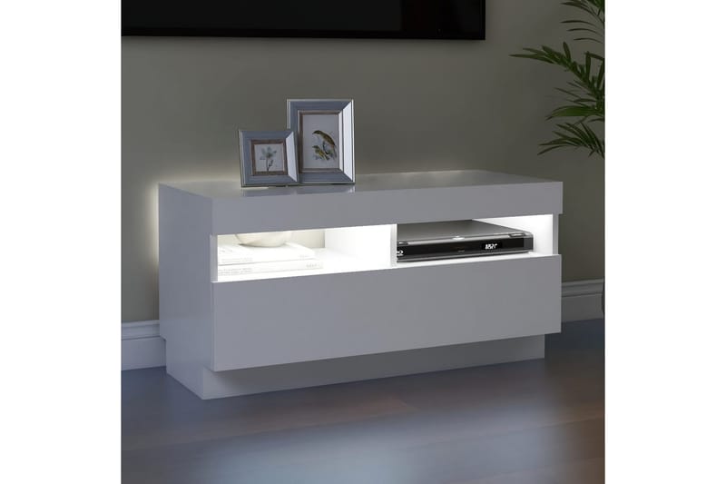 TV-bänk med LED-belysning vit 80x35x40 cm - Vit - Tv-bänkar