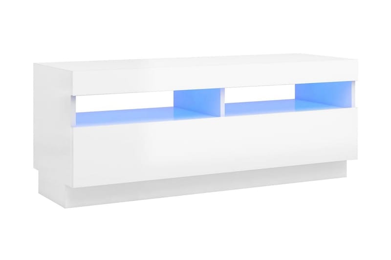 TV-bänk med LED-belysning vit högglans 100x35x40 cm - Vit - Möbler - Vardagsrum - Tv-möbler & mediamöbler - Tv-bänkar