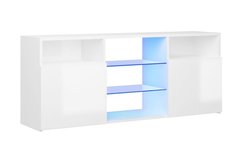 TV-bänk med LED-belysning vit högglans 120x30x50 cm - Vit - Möbler - Vardagsrum - Tv-möbler & mediamöbler - Tv-bänkar