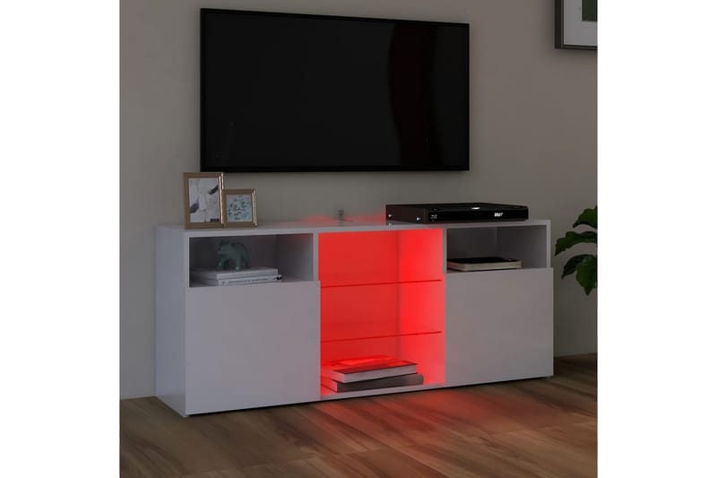 TV-bänk med LED-belysning vit högglans 120x30x50 cm - Vit - Tv-bänkar