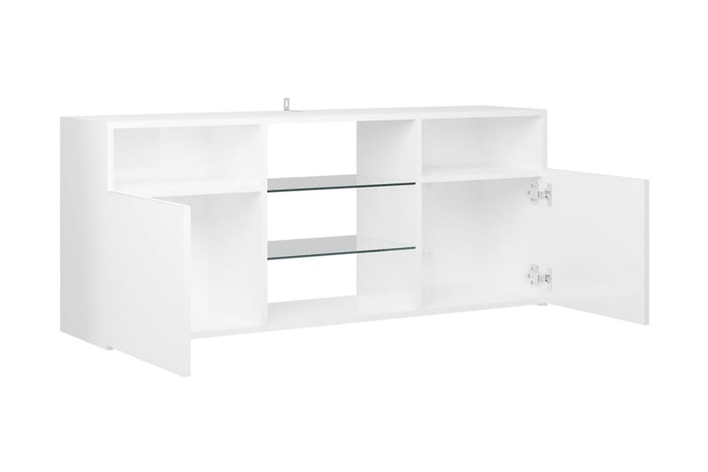 TV-bänk med LED-belysning vit högglans 120x30x50 cm - Vit - Möbler - Vardagsrum - Tv-möbler & mediamöbler - Tv-bänkar