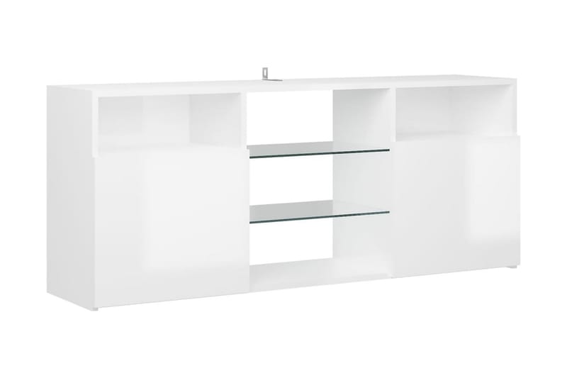 TV-bänk med LED-belysning vit högglans 120x30x50 cm - Vit - Möbler - Vardagsrum - Tv-möbler & mediamöbler - Tv-bänkar