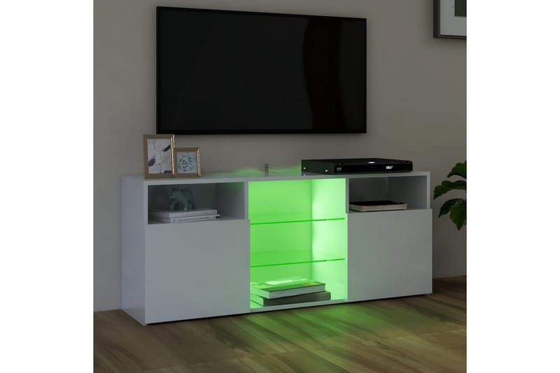 TV-bänk med LED-belysning vit högglans 120x30x50 cm - Vit - Tv-bänkar