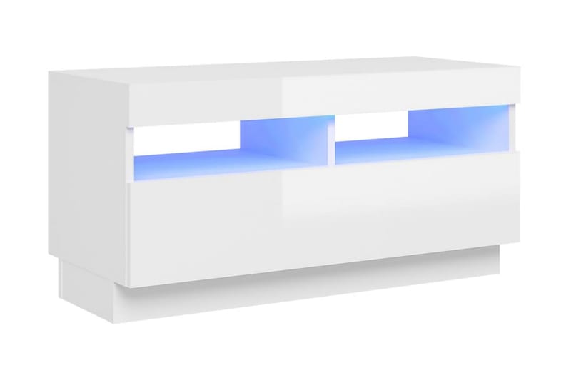 TV-bänk med LED-belysning vit högglans 80x35x40 cm - Vit - Tv-bänkar