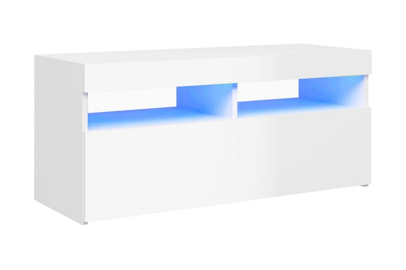 TV-bänk med LED-belysning vit högglans 90x35x40 cm - Vit - Tv-bänkar