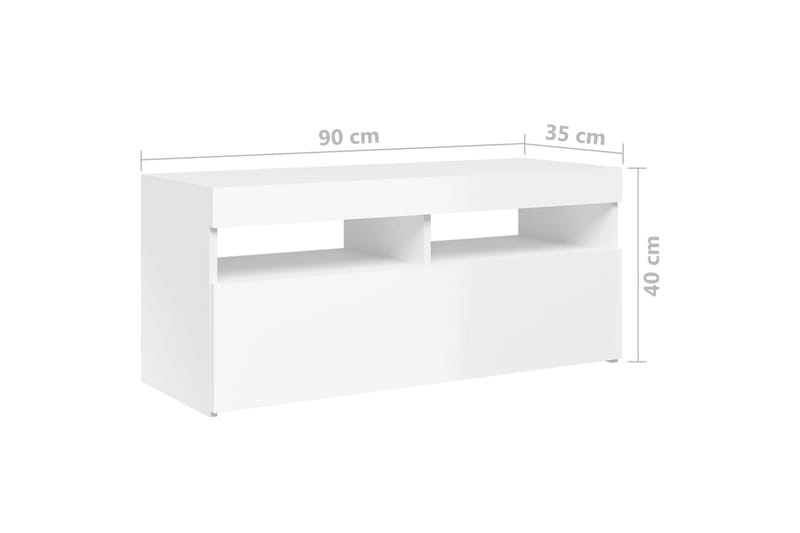 TV-bänk med LED-belysning vit högglans 90x35x40 cm - Vit - Möbler - Vardagsrum - Tv-möbler & mediamöbler - Tv-bänkar