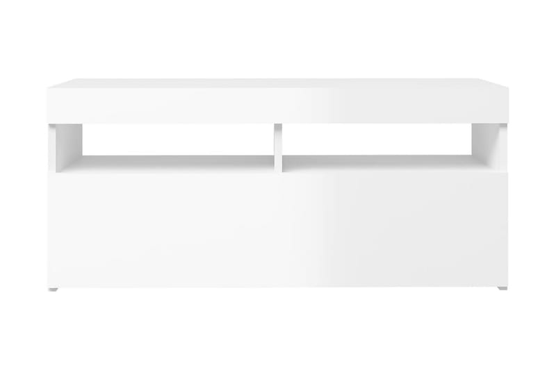 TV-bänk med LED-belysning vit högglans 90x35x40 cm - Vit - Möbler - Vardagsrum - Tv-möbler & mediamöbler - Tv-bänkar