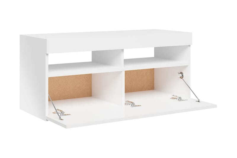 TV-bänk med LED-belysning vit högglans 90x35x40 cm - Vit - Möbler - Vardagsrum - Tv-möbler & mediamöbler - Tv-bänkar