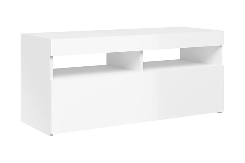 TV-bänk med LED-belysning vit högglans 90x35x40 cm - Vit - Möbler - Vardagsrum - Tv-möbler & mediamöbler - Tv-bänkar