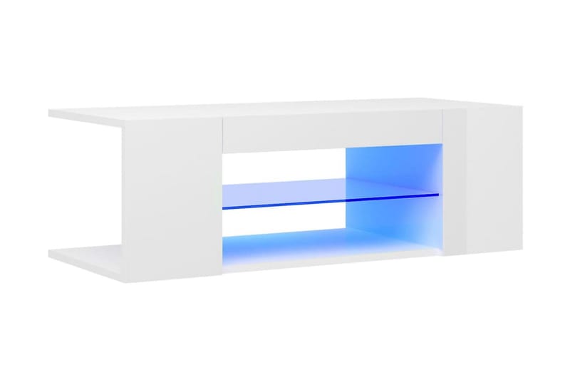 TV-bänk med LED-belysning vit högglans 90x39x30 cm - Vit - Tv-bänkar