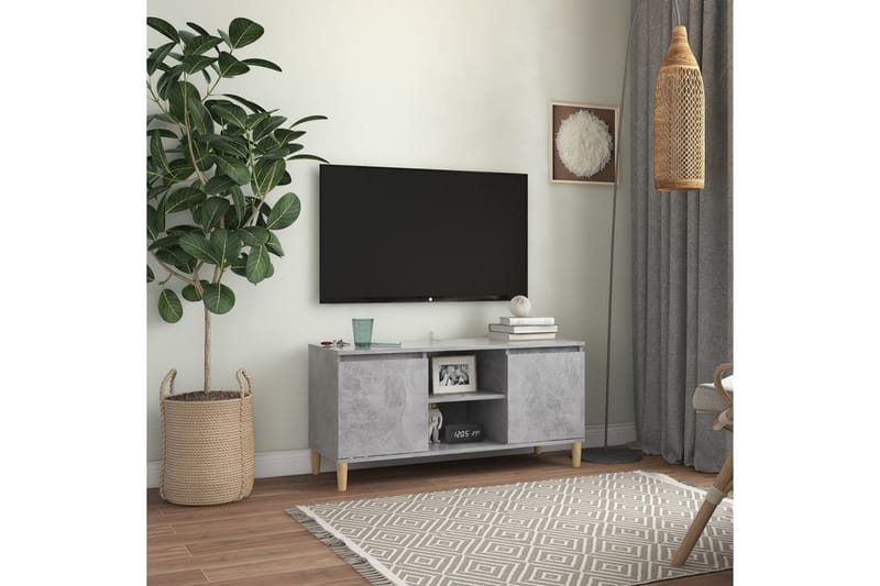 TV-bänk med massiva ben betonggrå 103,5x35x50 cm - Grå - Möbler - Vardagsrum - Tv-möbler & mediamöbler - Tv-bänkar