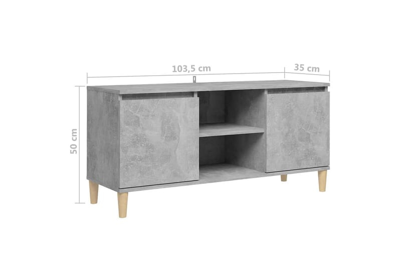TV-bänk med massiva ben betonggrå 103,5x35x50 cm - Grå - Möbler - Vardagsrum - Tv-möbler & mediamöbler - Tv-bänkar