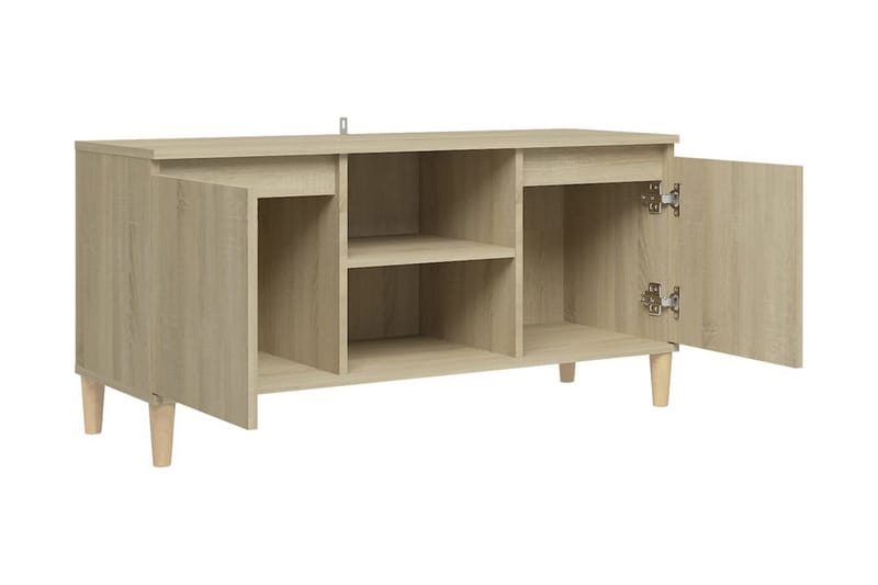 TV-bänk med massiva ben sonoma-ek 103,5x35x50 cm - Brun - Möbler - Vardagsrum - Tv-möbler & mediamöbler - Tv-bänkar