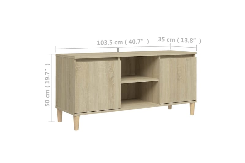 TV-bänk med massiva ben sonoma-ek 103,5x35x50 cm - Brun - Möbler - Vardagsrum - Tv-möbler & mediamöbler - Tv-bänkar