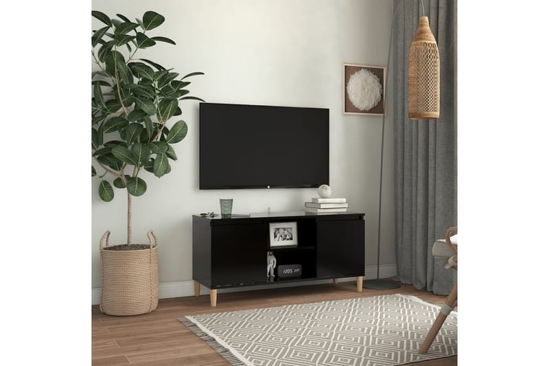 TV-bänk med massiva ben svart 103,5x35x50 cm - Svart - Möbler - Vardagsrum - Tv-möbler & mediamöbler - Tv-bänkar