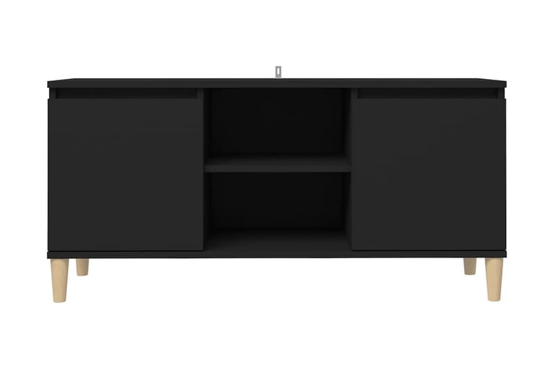 TV-bänk med massiva ben svart 103,5x35x50 cm - Svart - Tv-bänkar