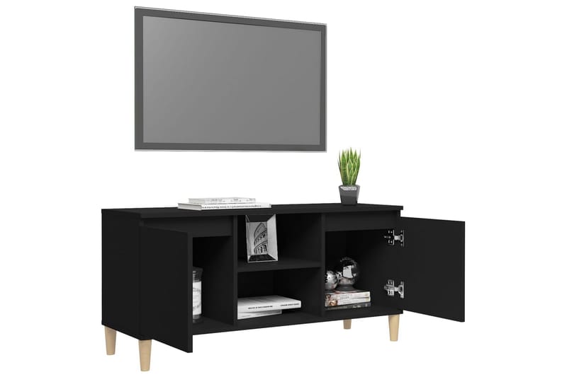 TV-bänk med massiva ben svart 103,5x35x50 cm - Svart - Möbler - Vardagsrum - Tv-möbler & mediamöbler - Tv-bänkar
