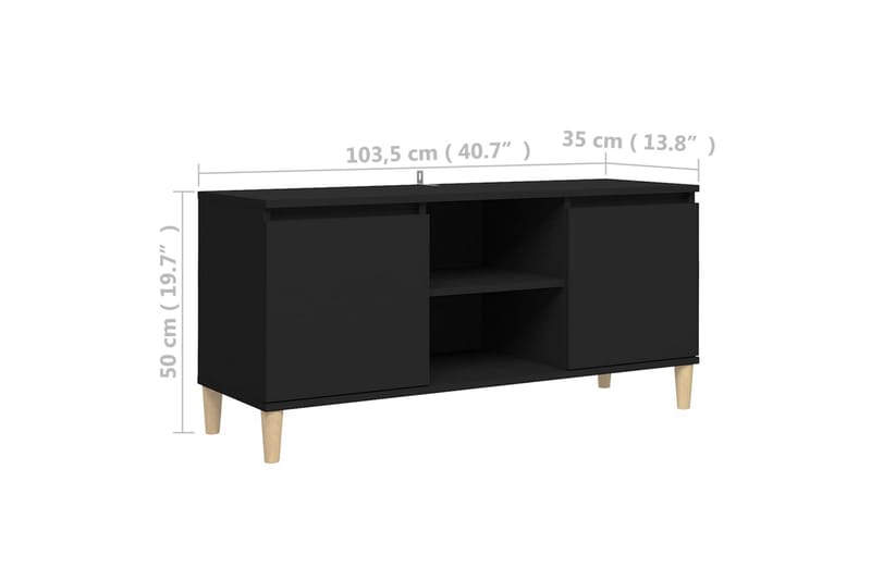 TV-bänk med massiva ben svart 103,5x35x50 cm - Svart - Möbler - Vardagsrum - Tv-möbler & mediamöbler - Tv-bänkar
