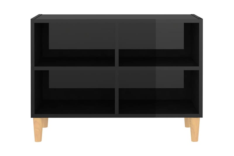TV-bänk med massiva ben svart högglans 69,5x30x50 cm - Svart - Tv-bänkar