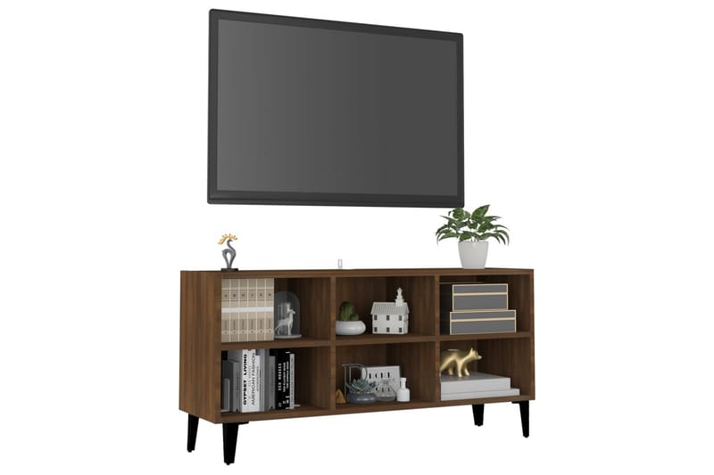 TV-bänk med metallben brun ek 103,5x30x50 cm - Brun - Tv-bänkar