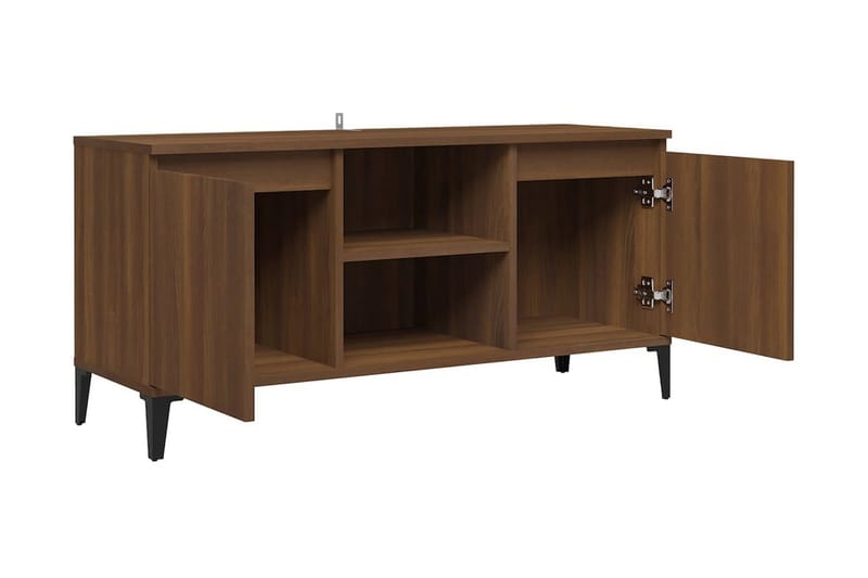 TV-bänk med metallben brun ek 103,5x35x50 cm - Brun - Möbler - Vardagsrum - Tv-möbler & mediamöbler - Tv-bänkar