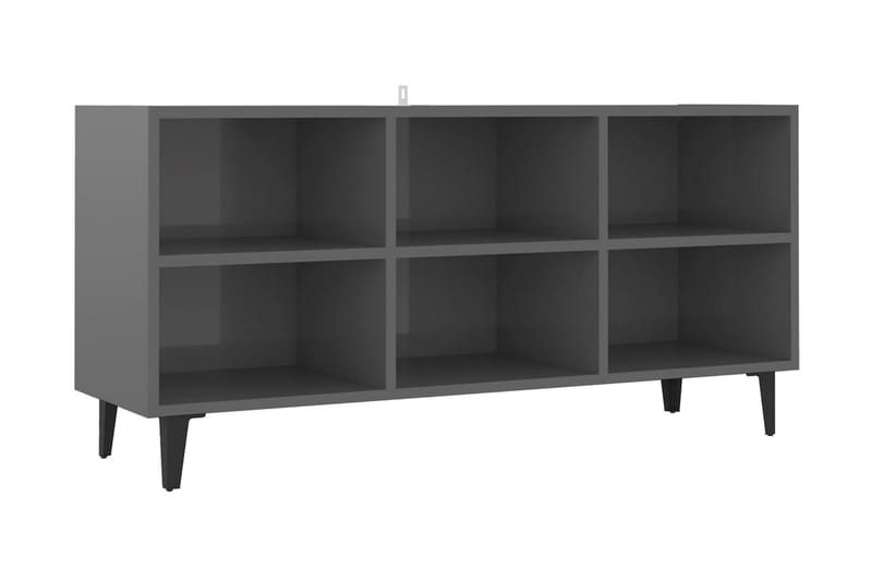 TV-bänk med metallben grå högglans 103,5x30x50 cm - Grå - Tv-bänkar