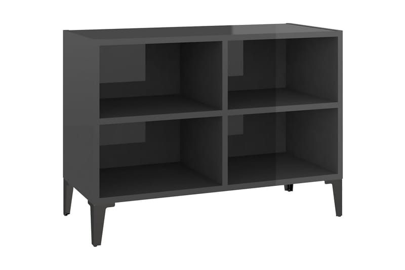 TV-bänk med metallben grå högglans 69,5x30x50 cm - Grå - Tv-bänkar