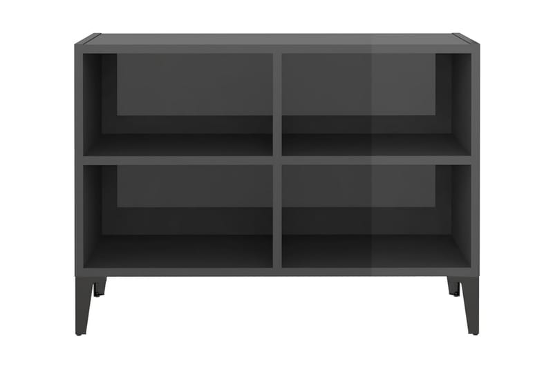 TV-bänk med metallben grå högglans 69,5x30x50 cm - Grå - Tv-bänkar