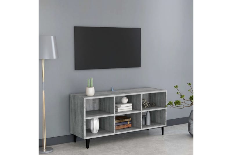 TV-bänk med metallben grå sonoma-ek 103,5x30x50 cm - Grå - Möbler - Vardagsrum - Tv-möbler & mediamöbler - Tv-bänkar