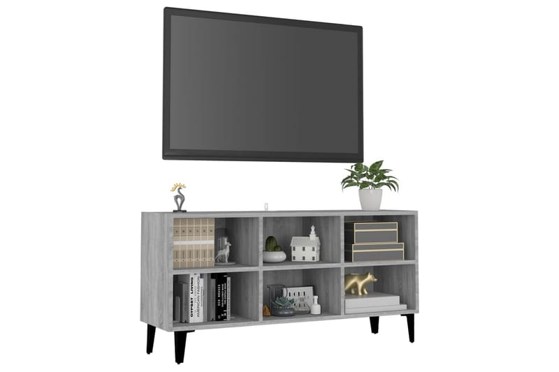 TV-bänk med metallben grå sonoma-ek 103,5x30x50 cm - Grå - Möbler - Vardagsrum - Tv-möbler & mediamöbler - Tv-bänkar