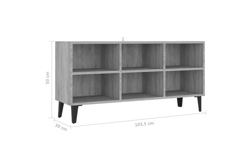TV-bänk med metallben grå sonoma-ek 103,5x30x50 cm - Grå - Möbler - Vardagsrum - Tv-möbler & mediamöbler - Tv-bänkar