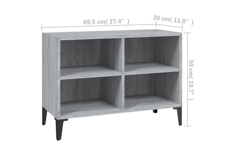 TV-bänk med metallben grå sonoma-ek 69,5x30x50 cm - Grå - Möbler - Vardagsrum - Tv-möbler & mediamöbler - Tv-bänkar