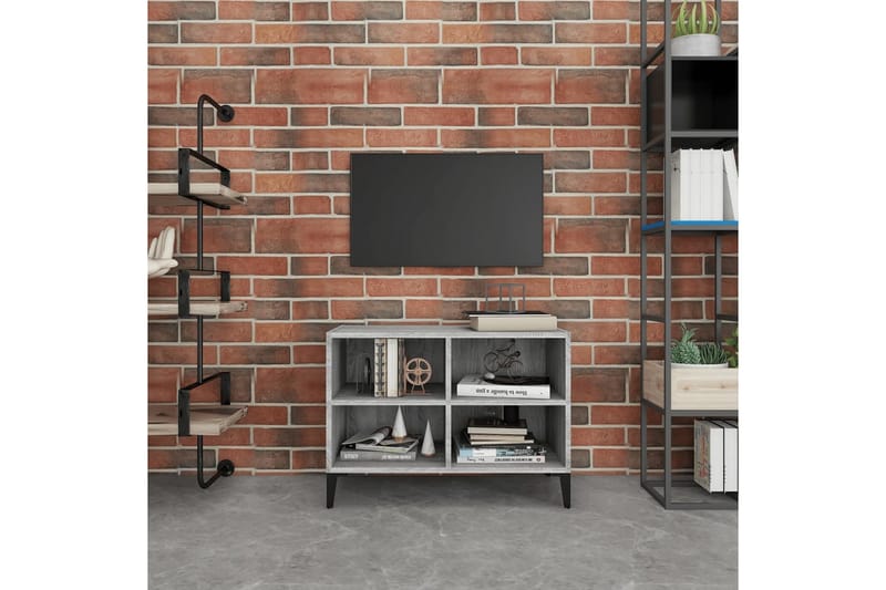 TV-bänk med metallben grå sonoma-ek 69,5x30x50 cm - Grå - Möbler - Vardagsrum - Tv-möbler & mediamöbler - Tv-bänkar