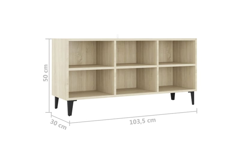 TV-bänk med metallben sonoma-ek 103,5x30x50 cm - Brun - Möbler - Vardagsrum - Tv-möbler & mediamöbler - Tv-bänkar