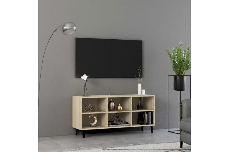 TV-bänk med metallben sonoma-ek 103,5x30x50 cm - Brun - Möbler - Vardagsrum - Tv-möbler & mediamöbler - Tv-bänkar