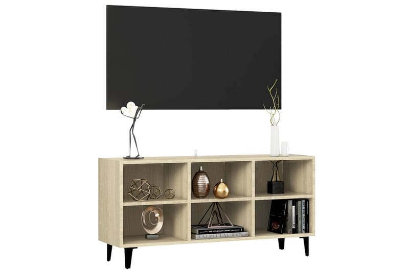 TV-bänk med metallben sonoma-ek 103,5x30x50 cm - Brun - Möbler - Vardagsrum - Tv-möbler & mediamöbler - Tv-bänkar