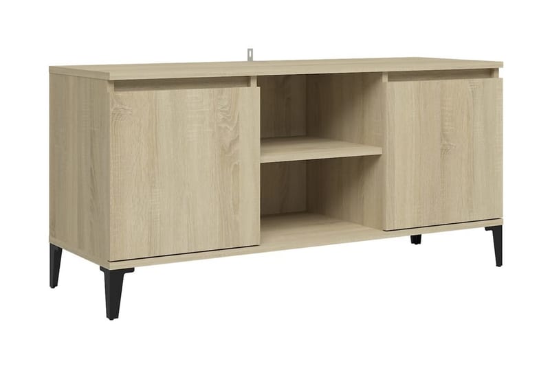TV-bänk med metallben sonoma-ek 103,5x35x50 cm - Brun - Möbler - Vardagsrum - Tv-möbler & mediamöbler - Tv-bänkar