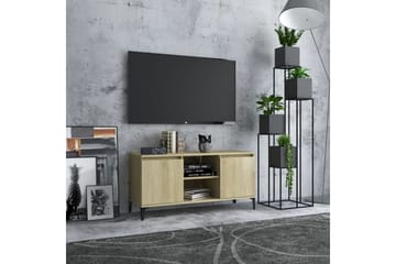 TV-bänk med metallben sonoma-ek 103,5x35x50 cm - Brun - Möbler - Vardagsrum - Tv-möbler & mediamöbler - Tv-bänkar